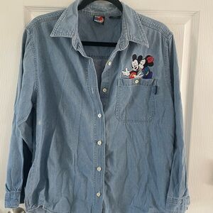 Disney Blue Casual Shirt with Cartoon Embroidery